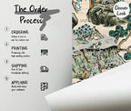 Vintage Japanese Landscape Peel and Stick Wallpaper: Asian Pagoda Mural - View 3
