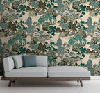 Vintage Japanese Landscape Peel and Stick Wallpaper: Asian Pagoda Mural - View 5
