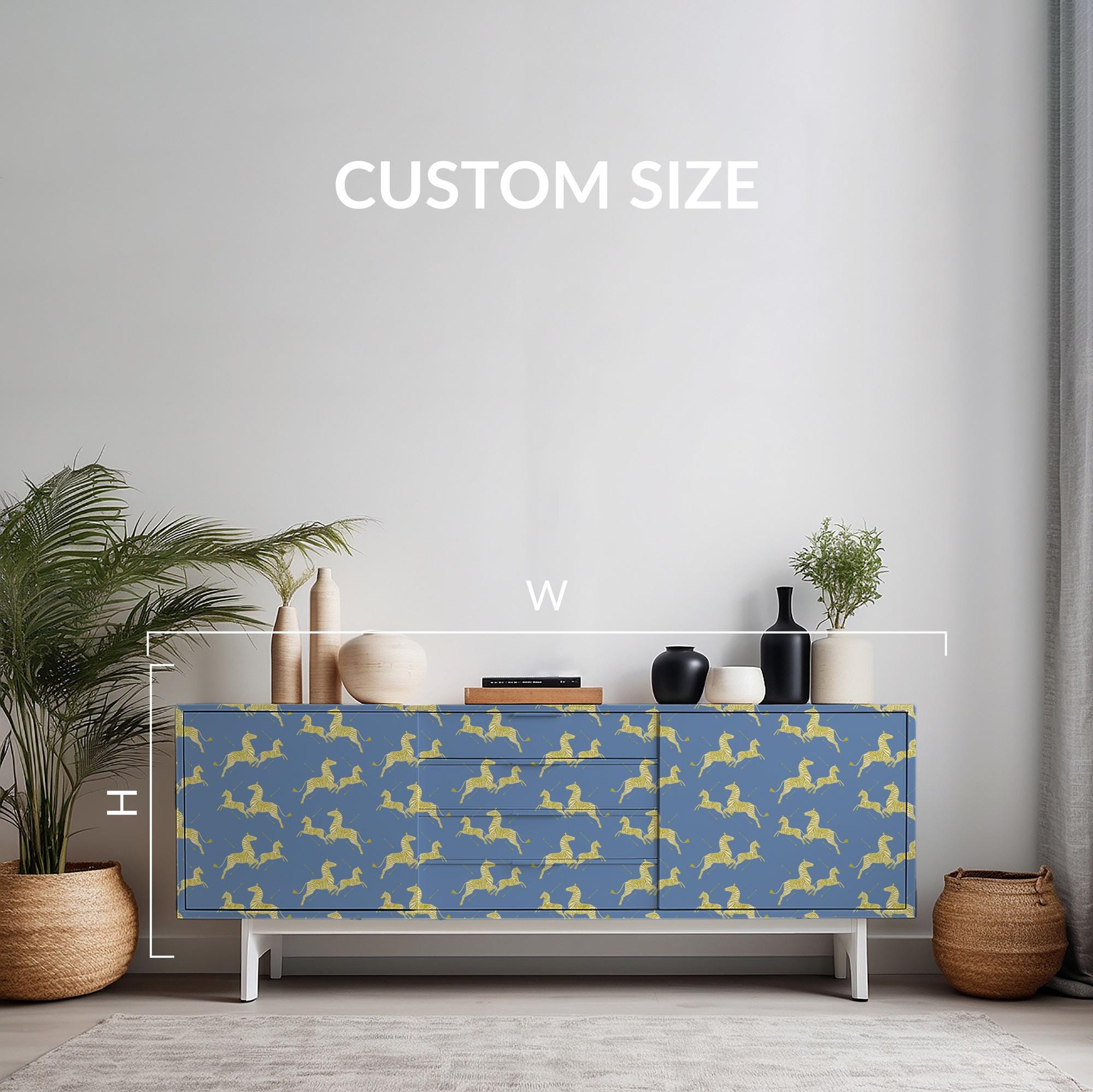Blue & Yellow Safari Furniture Wrap: Peel and Stick Cabinet Makeover - View 3