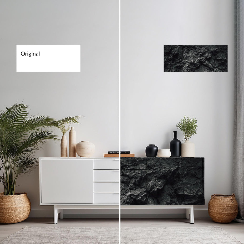 Charcoal Crumpled Paper Peel and Stick Wallpaper: Gothic Cabinet Makeover