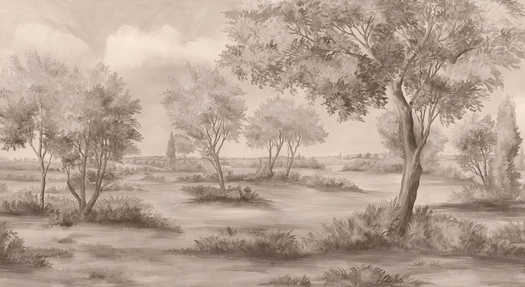 Vintage Tree Landscape Wallpaper, Countryside Peel and Stick Wallpaper - View 2