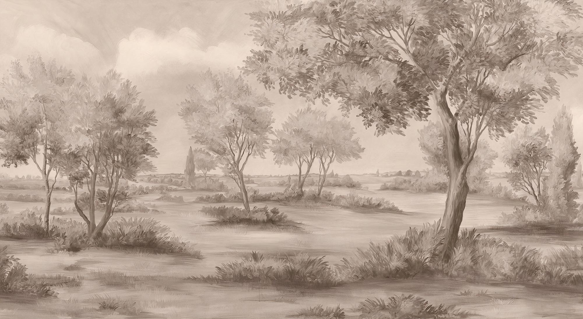Vintage Tree Landscape Wallpaper, Countryside Peel and Stick Wallpaper - View 2