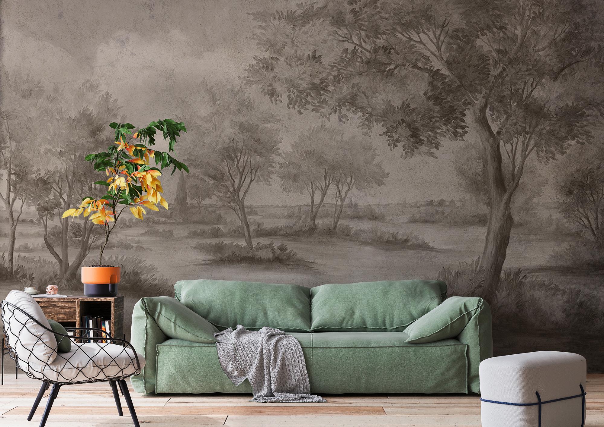 Vintage Tree Landscape Wallpaper, Countryside Peel and Stick Wallpaper - View 4