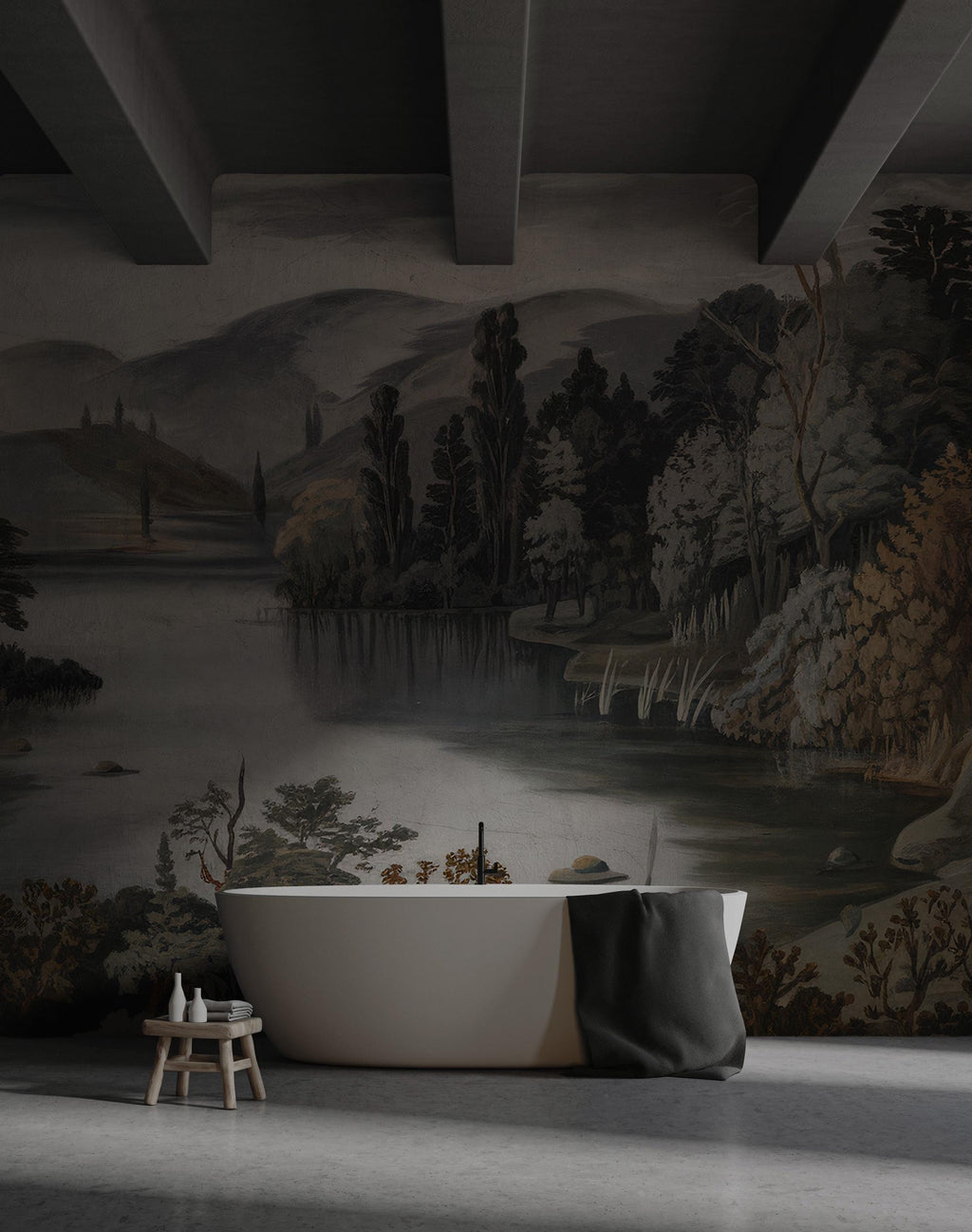 Vintage Scenic Landscape Wallpaper Mural: Custom Size Peel and Stick - View 3