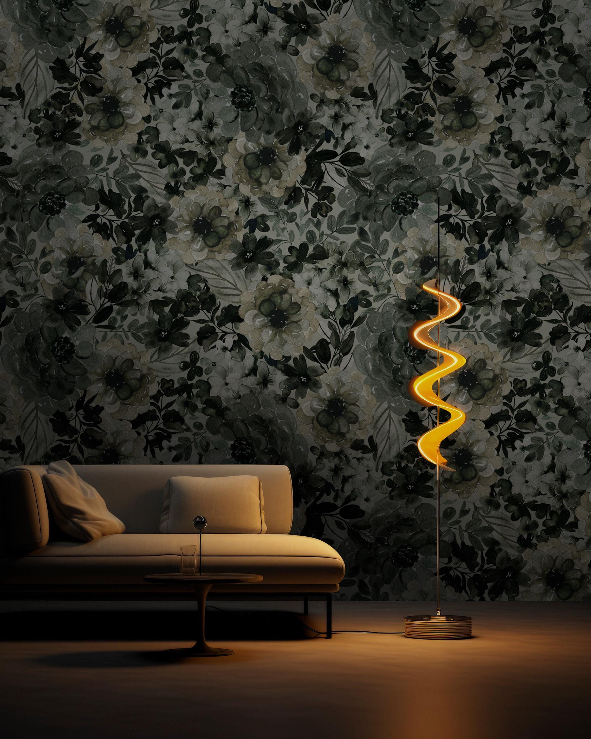 Green Botanical Wallpaper Mural: Vintage Floral Peel & Stick Wall Art