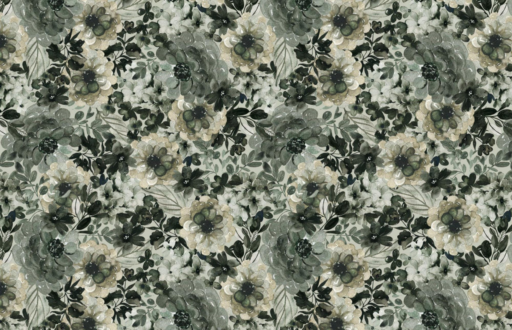 Green Botanical Wallpaper Mural: Vintage Floral Peel & Stick Wall Art - View 2
