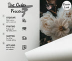 Vintage Peony Wallpaper Mural: Dark Green Botanical Peel & Stick - View 7