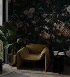 Vintage Peony Wallpaper Mural: Dark Green Botanical Peel & Stick - View 4