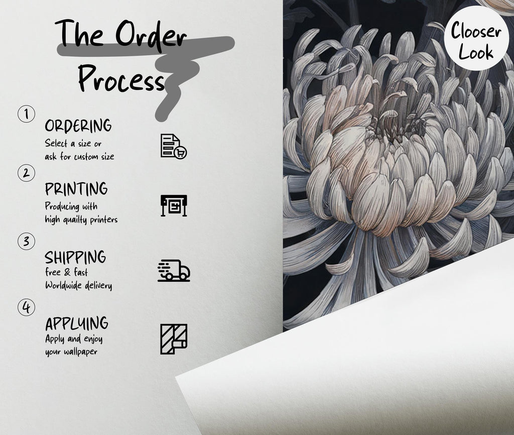 Dark Floral Wallpaper: Botanical Peel & Stick Wall Mural - View 6