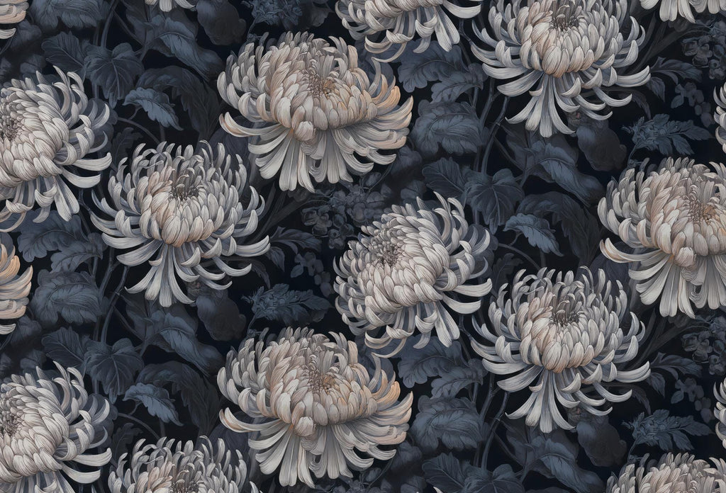 Dark Floral Wallpaper: Botanical Peel & Stick Wall Mural - View 7