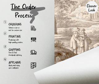 Vintage Countryside Landscape Wallpaper, Classical Bridge & Trees Peel and Stick Mural - View 7