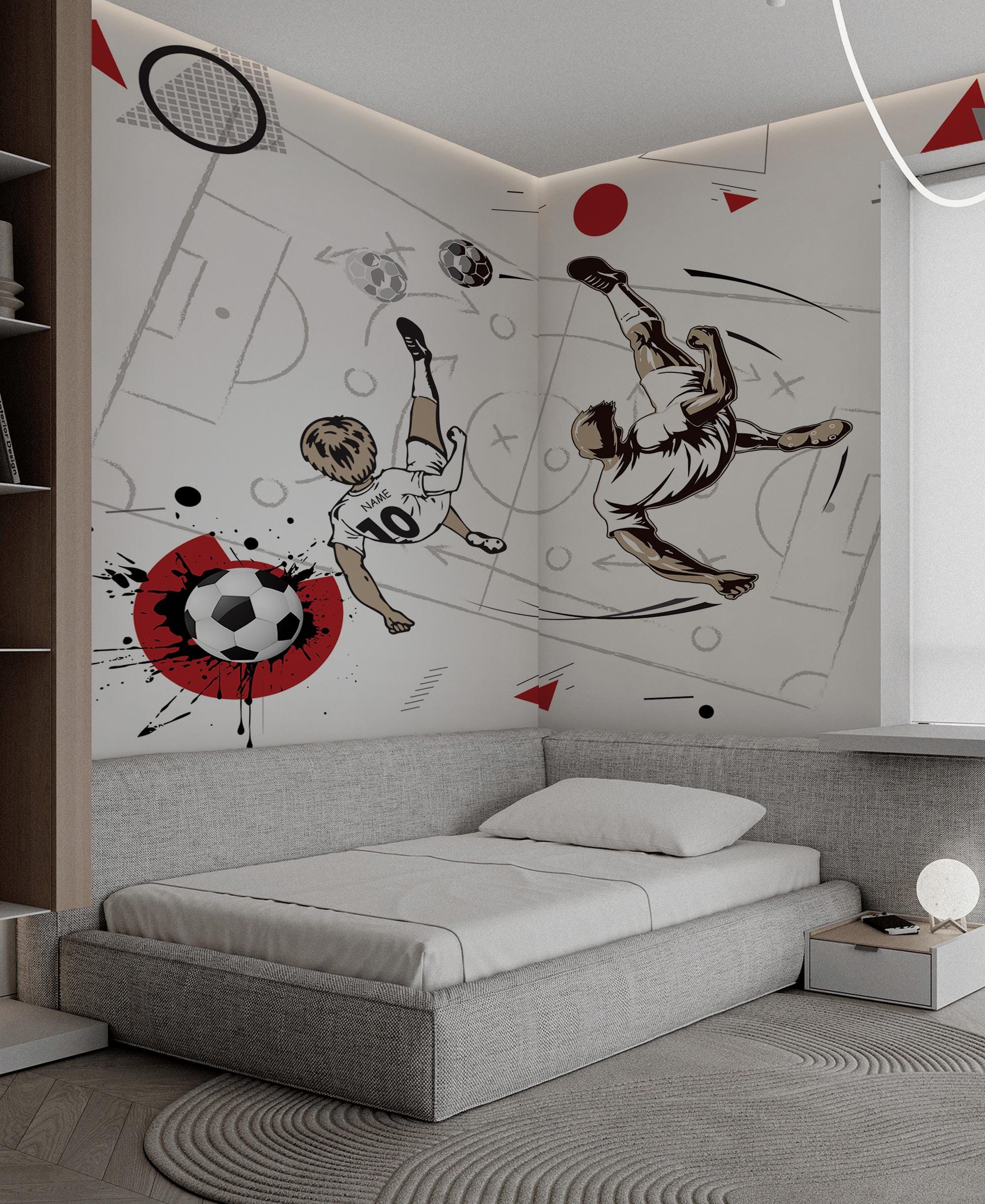 Soccer Wall Mural, Kids Room Sports Wallpaper - View 4