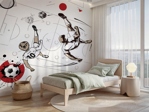 Soccer Wall Mural, Kids Room Sports Wallpaper - View 2