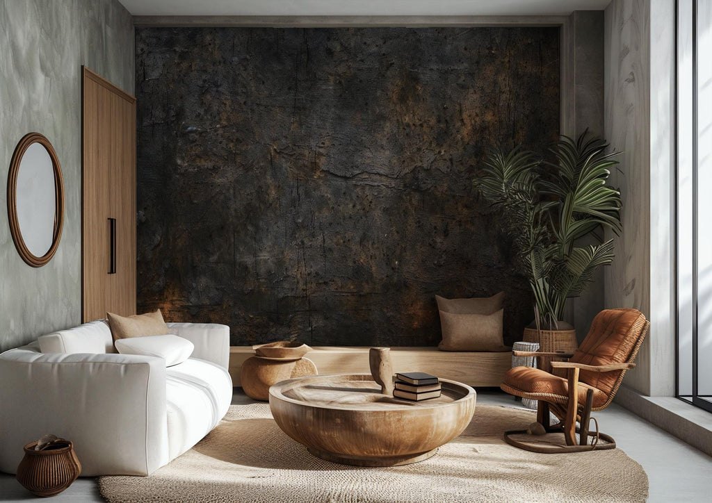 Concrete Look Wallpaper: Dark Grunge Rustic Copper Peel and Stick - View 3