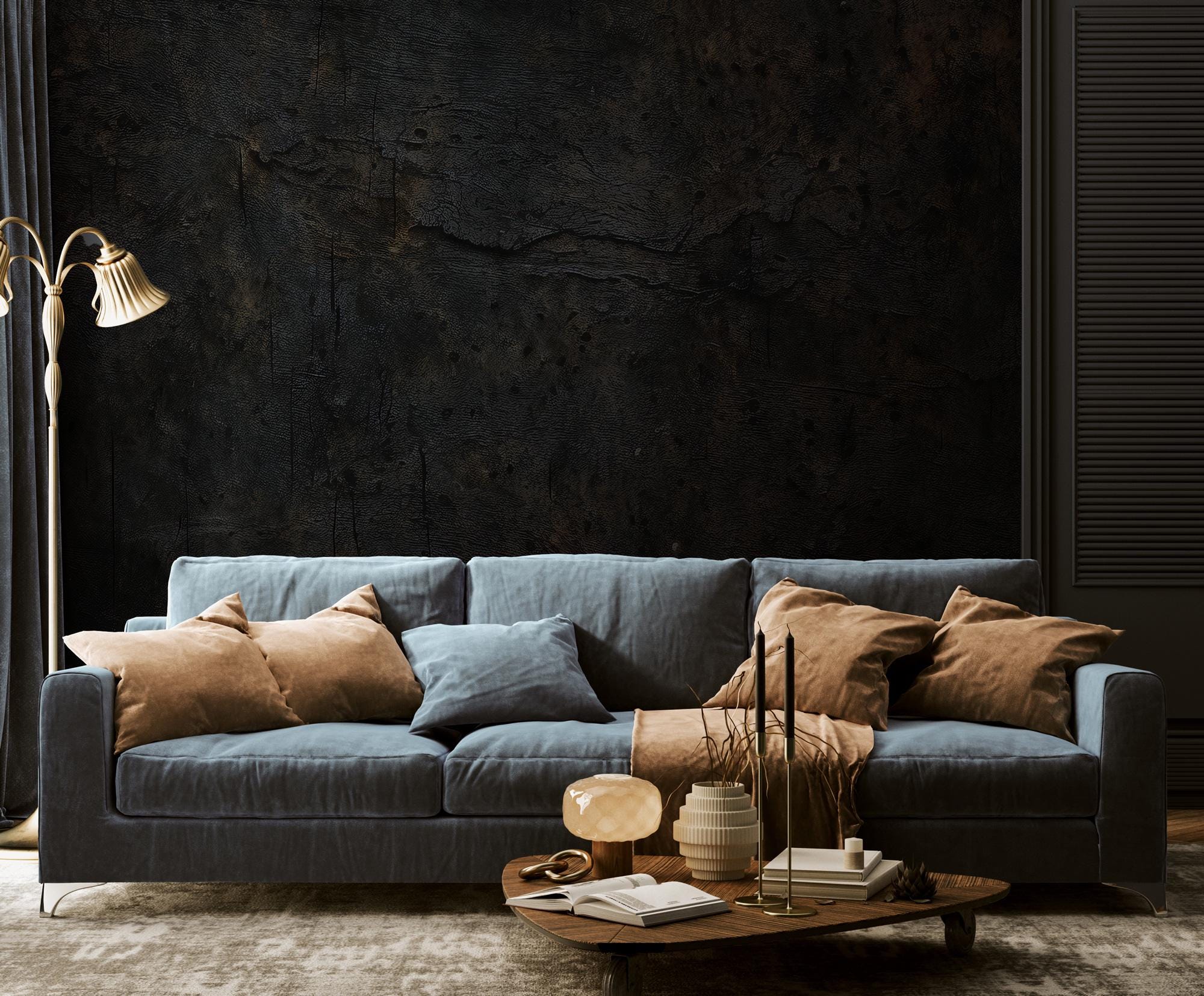 Concrete Look Wallpaper: Dark Grunge Rustic Copper Peel and Stick - View 5