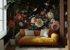 Dark Floral Peony Wallpaper Mural: Botanical Peel and Stick - View 3