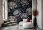 Dark Floral Wallpaper: Botanical Peel & Stick Wall Mural - View 4