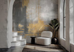 Abstract Gold & Gray Concrete Texture Wallpaper Mural: Metallic Accents - View 3