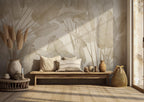 Big Tropical Leaf Wallpaper, Beige Floral Wall Mural, Peel & Stick - View 2