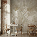 Big Tropical Leaf Wallpaper, Beige Floral Wall Mural, Peel & Stick - View 3
