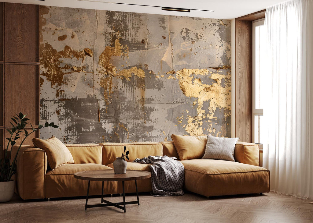 Gold Abstract Concrete Texture Wall Mural - Loft Decor - View 3