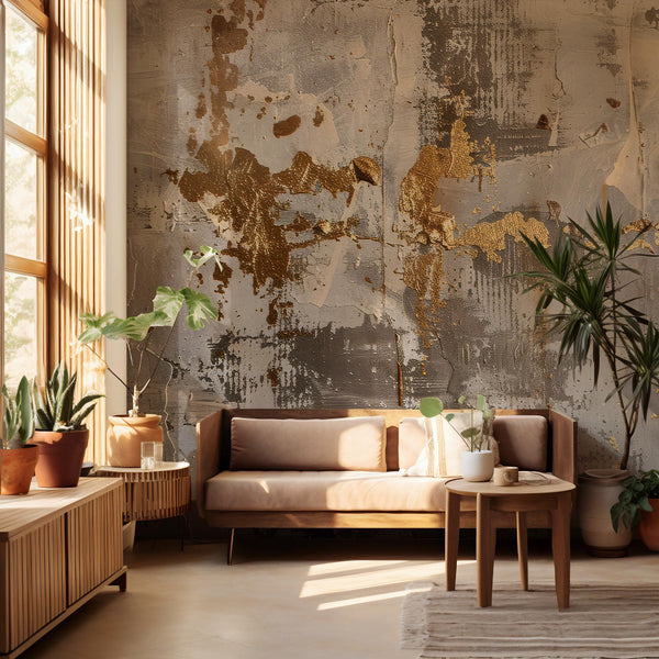 Gold Abstract Concrete Texture Wall Mural - Loft Decor