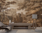 Vintage Scenic Landscape Wallpaper Mural: Ancient Countryside Peel and Stick