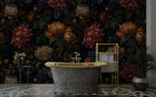 Dark Floral Wallpaper Mural: Abstract Peony, Bold Boho Decor - View 2