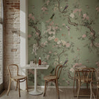 Vintage Chinoiserie Peel and Stick Wallpaper: Birds & Floral Mural - View 2