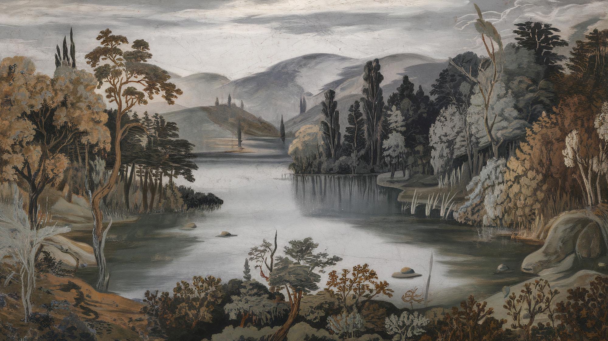 Vintage Scenic Landscape Wallpaper Mural: Custom Size Peel and Stick - View 7