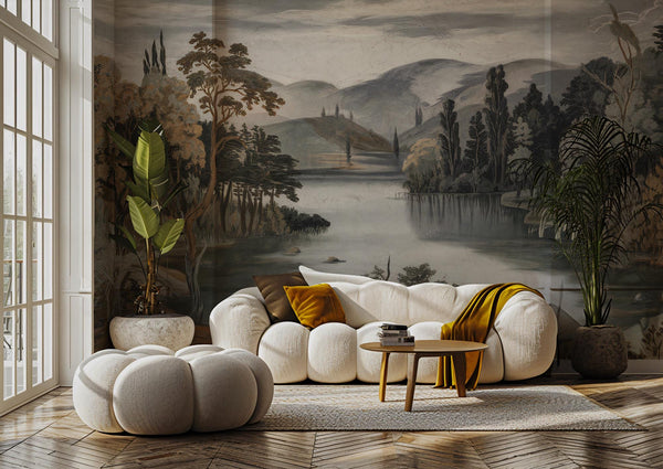 Vintage Scenic Landscape Wallpaper Mural: Custom Size Peel and Stick