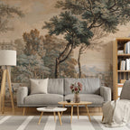 Vintage European Landscape Wallpaper Mural: Classical Garden Scene, Peel and Stick - View 4