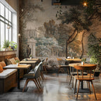 Vintage European Landscape Wallpaper Mural: Classical Garden Scene, Peel and Stick