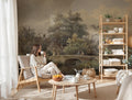 Vintage Countryside Scene Wallpaper Mural: Pastoral Landscape Peel & Stick