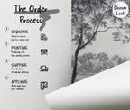 Vintage Grisaille Landscape Wallpaper Mural: Soft Grey Classical Scene, Custom Size - View 6