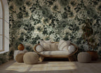 Green Botanical Wallpaper Mural: Vintage Floral Peel & Stick Wall Art - View 6