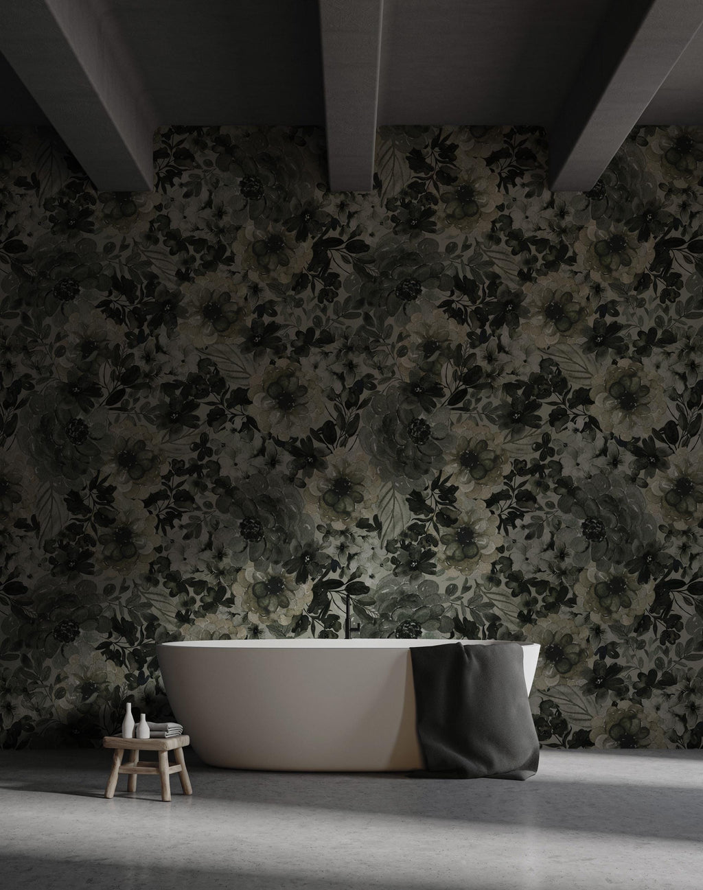 Green Botanical Wallpaper Mural: Vintage Floral Peel & Stick Wall Art - View 5