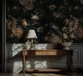 Vintage Peony Wallpaper Mural: Dark Green Botanical Peel & Stick