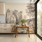 Vintage Beige Landscape Wallpaper: Moody Scenic Wall Mural, Custom Size Peel and Stick - View 2