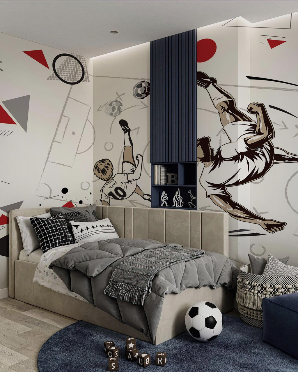 Soccer Wall Mural, Kids Room Sports Wallpaper - View 3