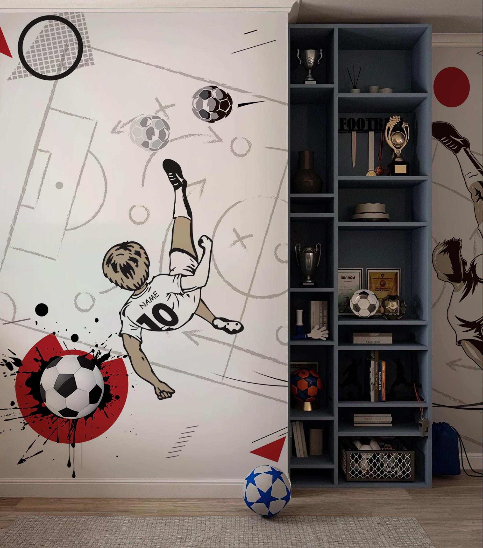 Soccer Wall Mural, Kids Room Sports Wallpaper - View 5