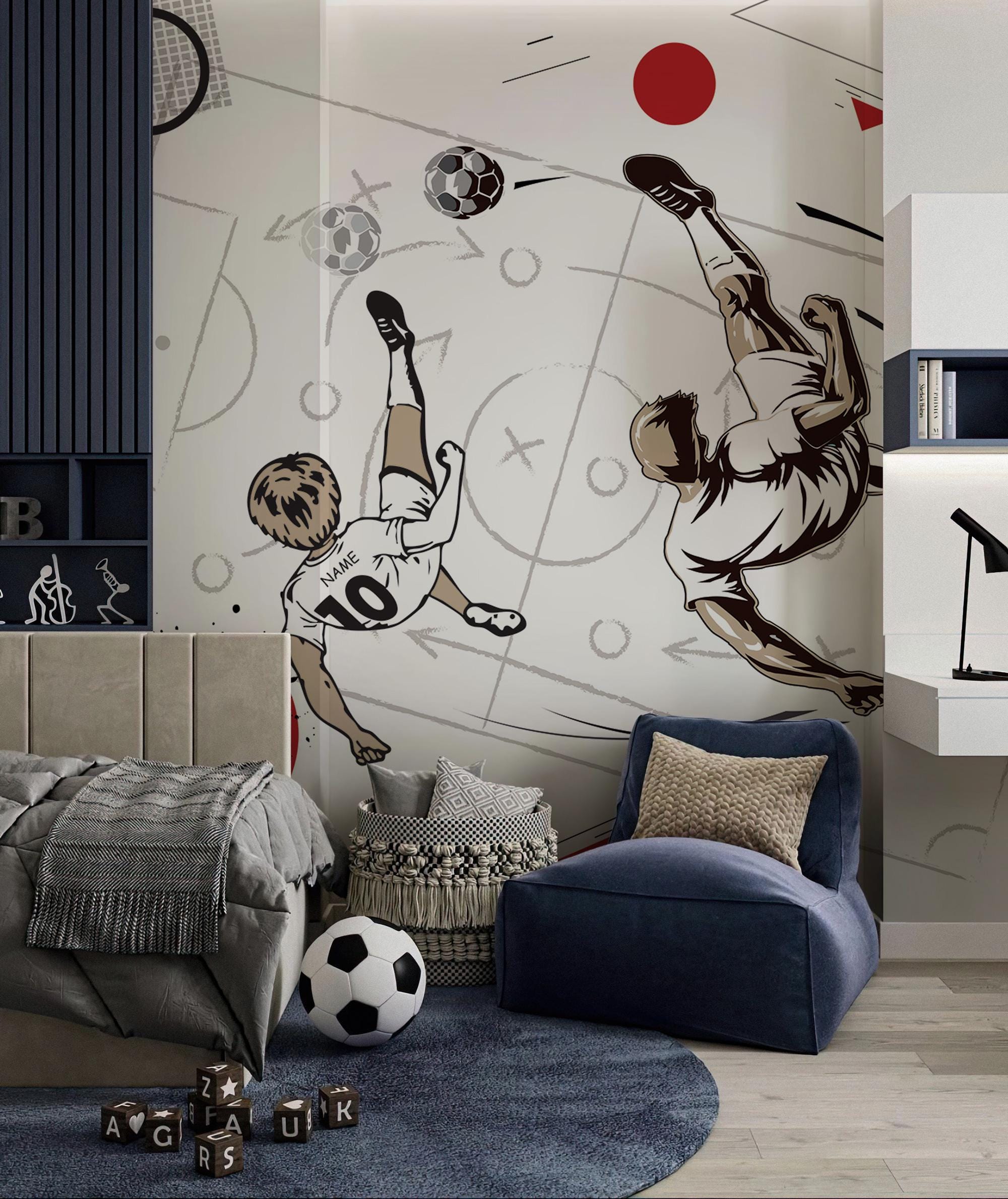 Soccer Wall Mural, Kids Room Sports Wallpaper