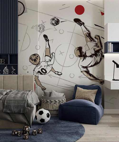 Soccer Wall Mural, Kids Room Sports Wallpaper