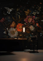 Dark Floral Peony Wallpaper Mural: Botanical Peel and Stick - View 5