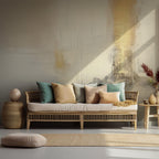 Neutral Abstract Wallpaper Mural, Beige Gold Concrete Texture - View 3
