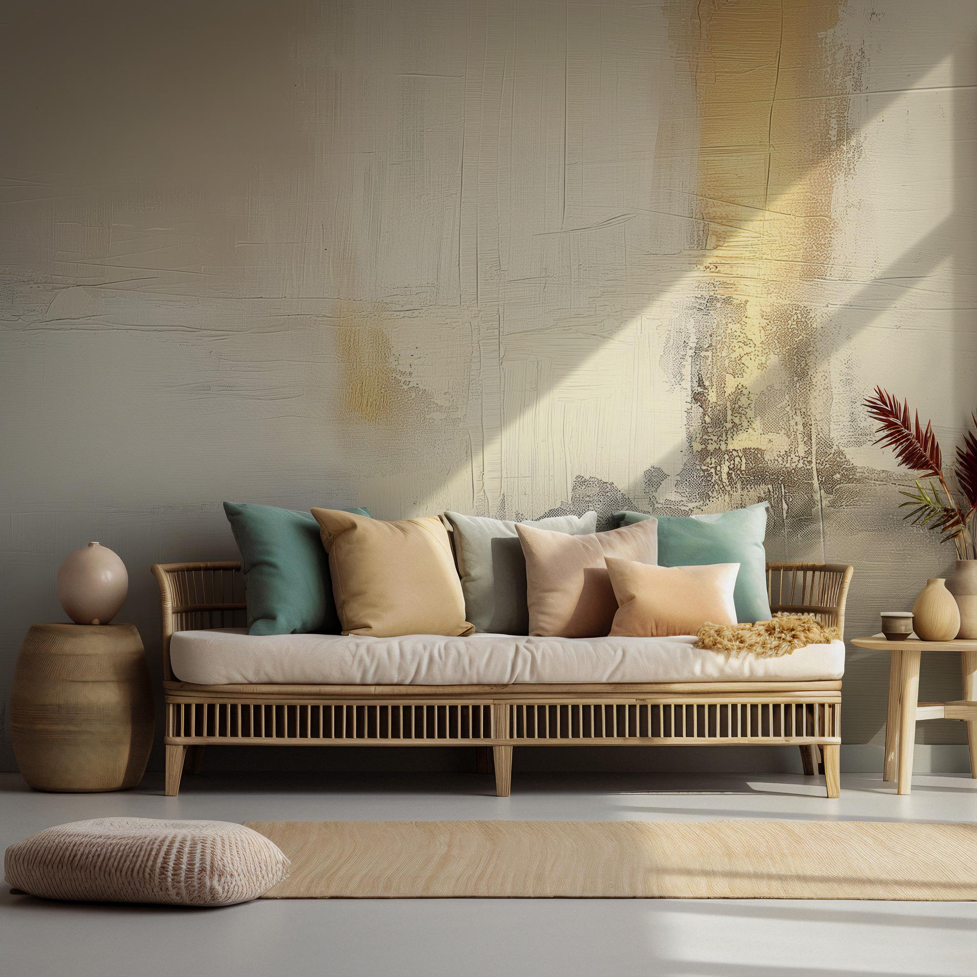 Neutral Abstract Wallpaper Mural, Beige Gold Concrete Texture - View 3