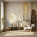 Neutral Abstract Wallpaper Mural, Beige Gold Concrete Texture