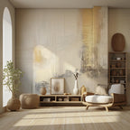 Neutral Abstract Wallpaper Mural, Beige Gold Concrete Texture