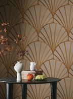 Gold Geometric Wallpaper: Seamless Peel and Stick Wall Mural - View 3