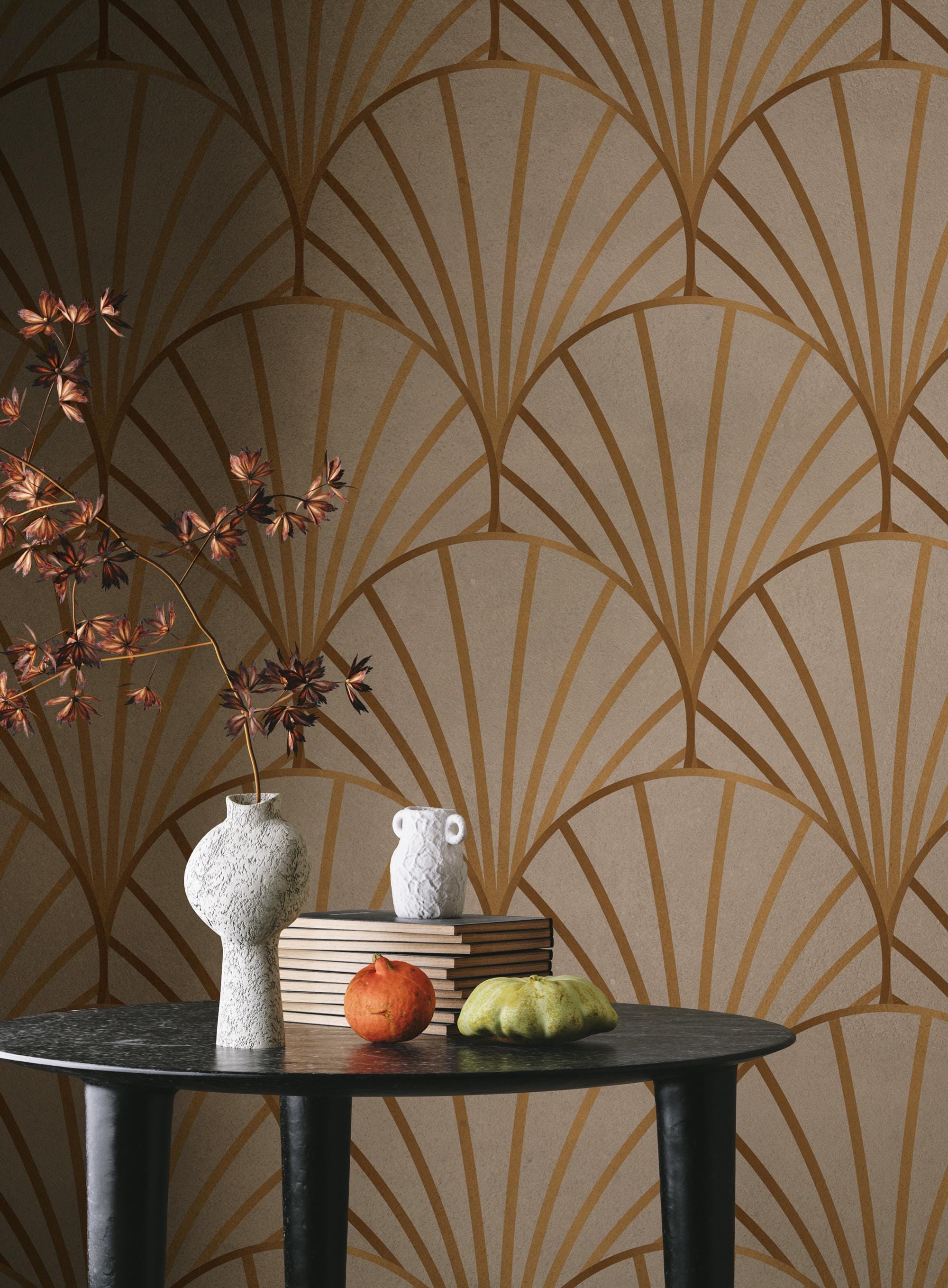 Gold Geometric Wallpaper: Seamless Peel and Stick Wall Mural - View 3